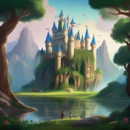 A fantasy landscape featuring a majestic alliance of kingdoms, with shimmering castles, lush forests, and mystical creatures