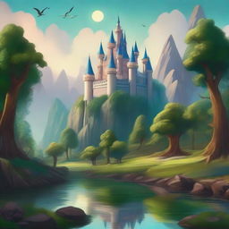 A fantasy landscape featuring a majestic alliance of kingdoms, with shimmering castles, lush forests, and mystical creatures