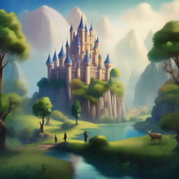 A fantasy landscape featuring a majestic alliance of kingdoms, with shimmering castles, lush forests, and mystical creatures