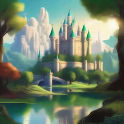 A fantasy landscape featuring a majestic alliance of kingdoms, with shimmering castles, lush forests, and mystical creatures