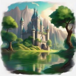 A fantasy landscape featuring a majestic alliance of kingdoms, with shimmering castles, lush forests, and mystical creatures