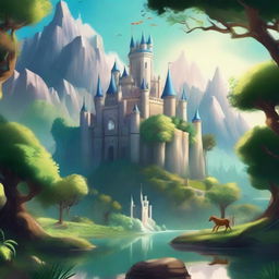 A fantasy landscape featuring a majestic alliance of kingdoms, with shimmering castles, lush forests, and mystical creatures