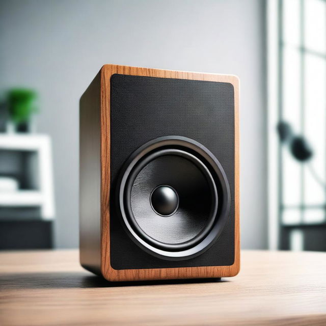 A highly detailed image of a modern audio speaker with sleek design and high-quality components