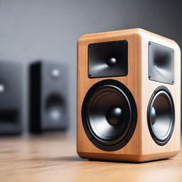 A highly detailed image of a modern audio speaker with sleek design and high-quality components