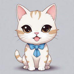 A cute chibi-style cat wearing braces