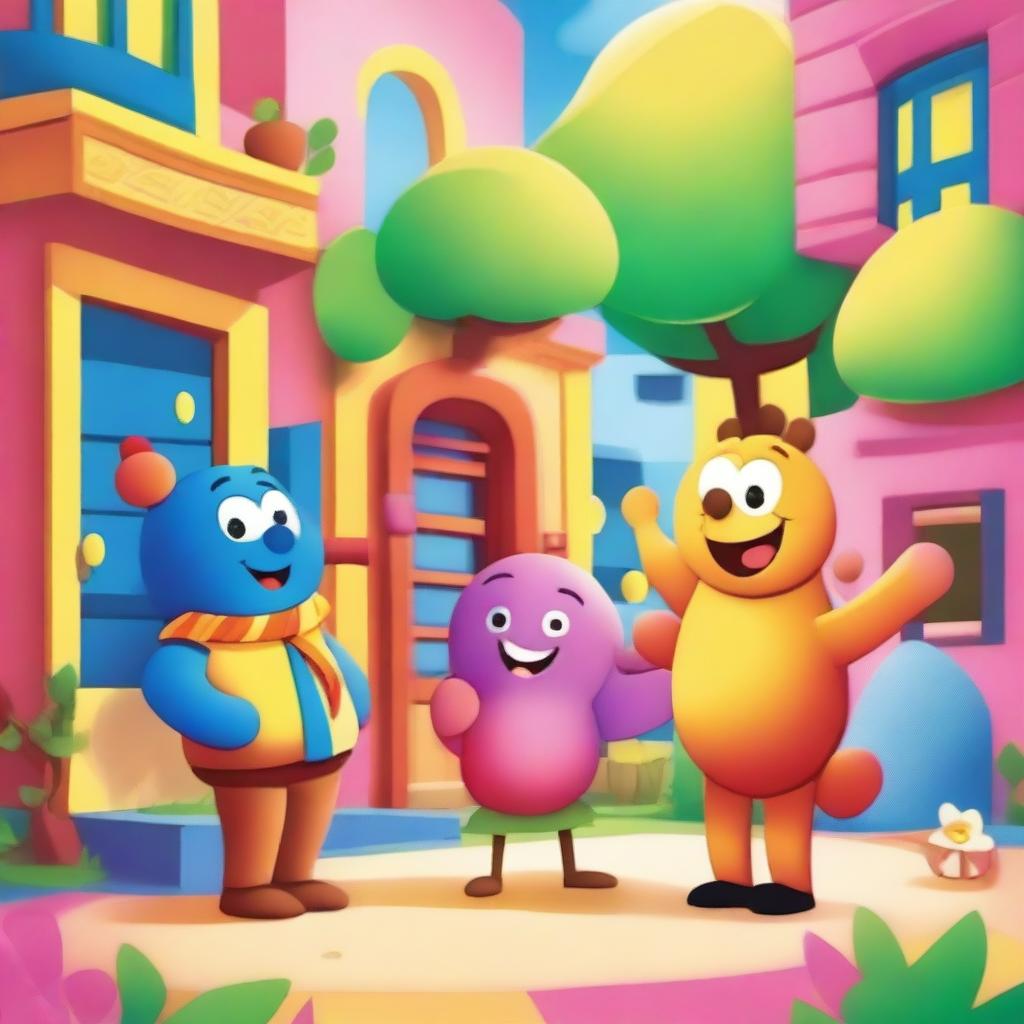 A friendly greeting in a colorful and cheerful setting