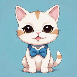 A cute chibi-style cat wearing braces