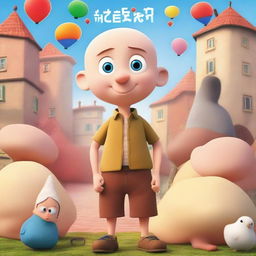 A movie poster for a film titled 'Bald Ded and Big Pierogi Journey' featuring a young boy who lives in Poland and uses Discord