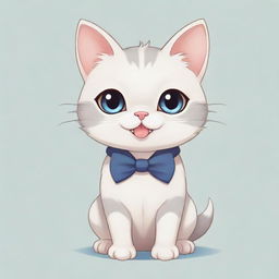 A cute chibi-style cat wearing braces