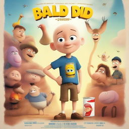 A movie poster for a film titled 'Bald Ded and Big Vodka Journey' featuring a young boy who lives in Poland and uses Discord