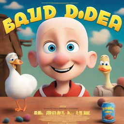 A movie poster for a film titled 'Bald Ded and Big Vodka Journey' featuring a young boy who lives in Poland and uses Discord