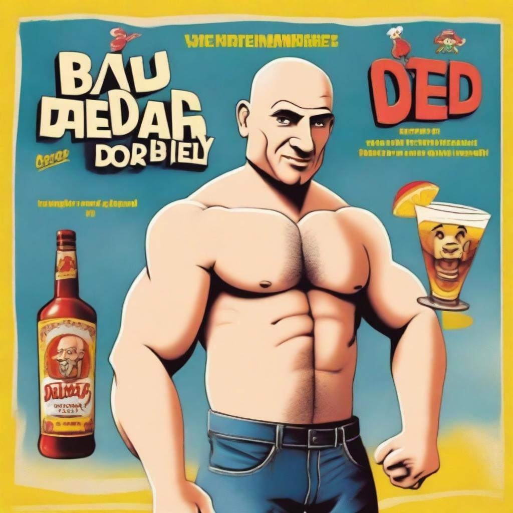 A movie poster for a film titled 'Bald Ded and Big Vodka Journey' featuring a skinhead who lives in Poland