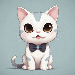 A cute chibi-style cat wearing braces