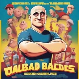 A movie poster for a film titled 'Bald Ded and Big Vodka Journey' featuring a skinhead who lives in Poland