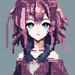 Create a pixel art image of an anime girl