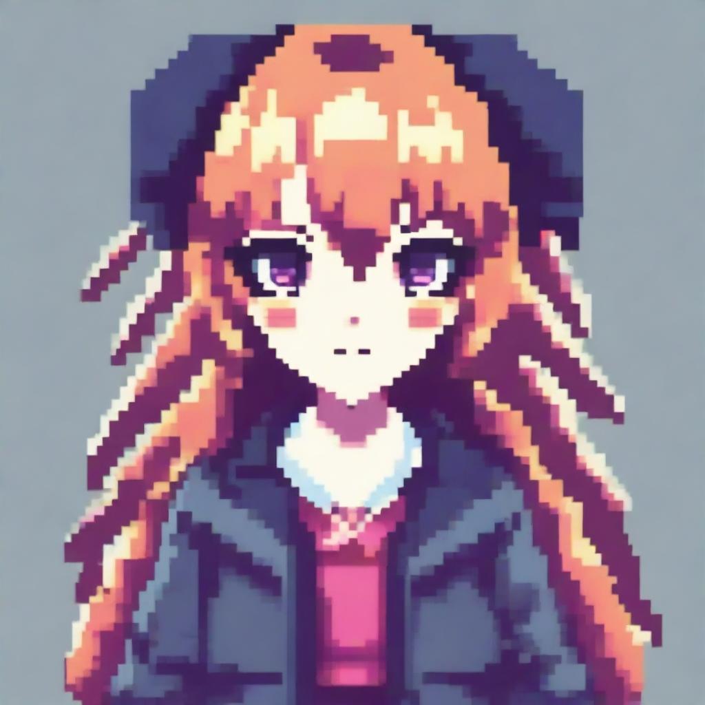 Create a pixel art image of an anime girl