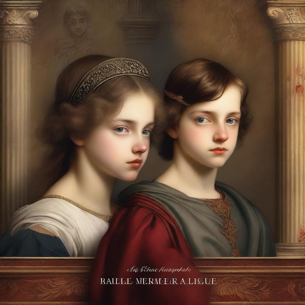 A book cover featuring a girl and a boy in a style reminiscent of a Renaissance painting