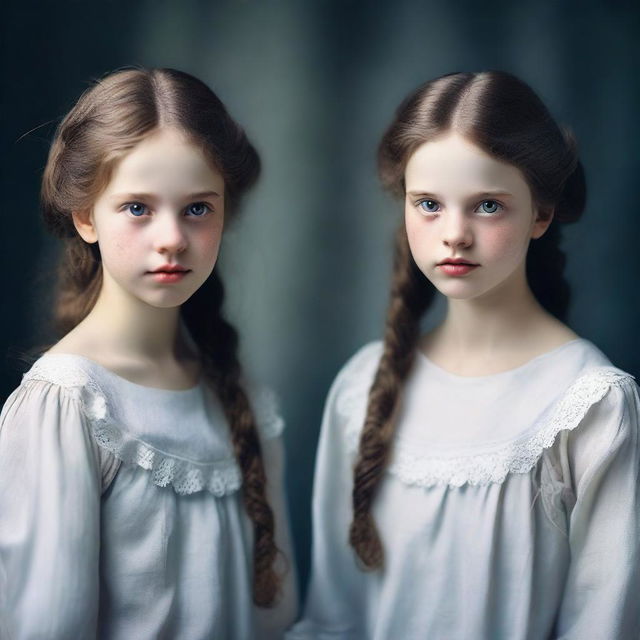 Create an image of two twin sisters