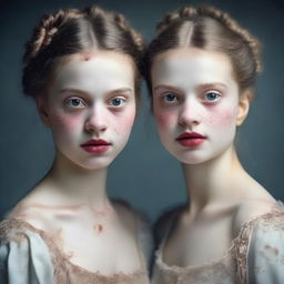 Create an image of two twin sisters