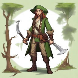 A forest elf pirate for Dungeons & Dragons, with a mix of pirate and forest attire