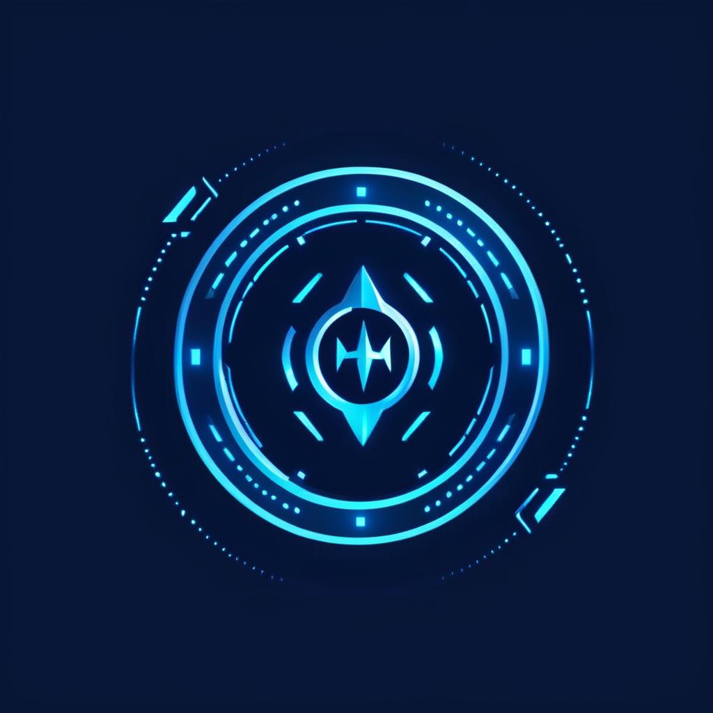 Futuristic 'Max Gaming' logo with electric blue stylized text on a dark background, featuring an abstract digital circuit board design and encased within a circular boundary.