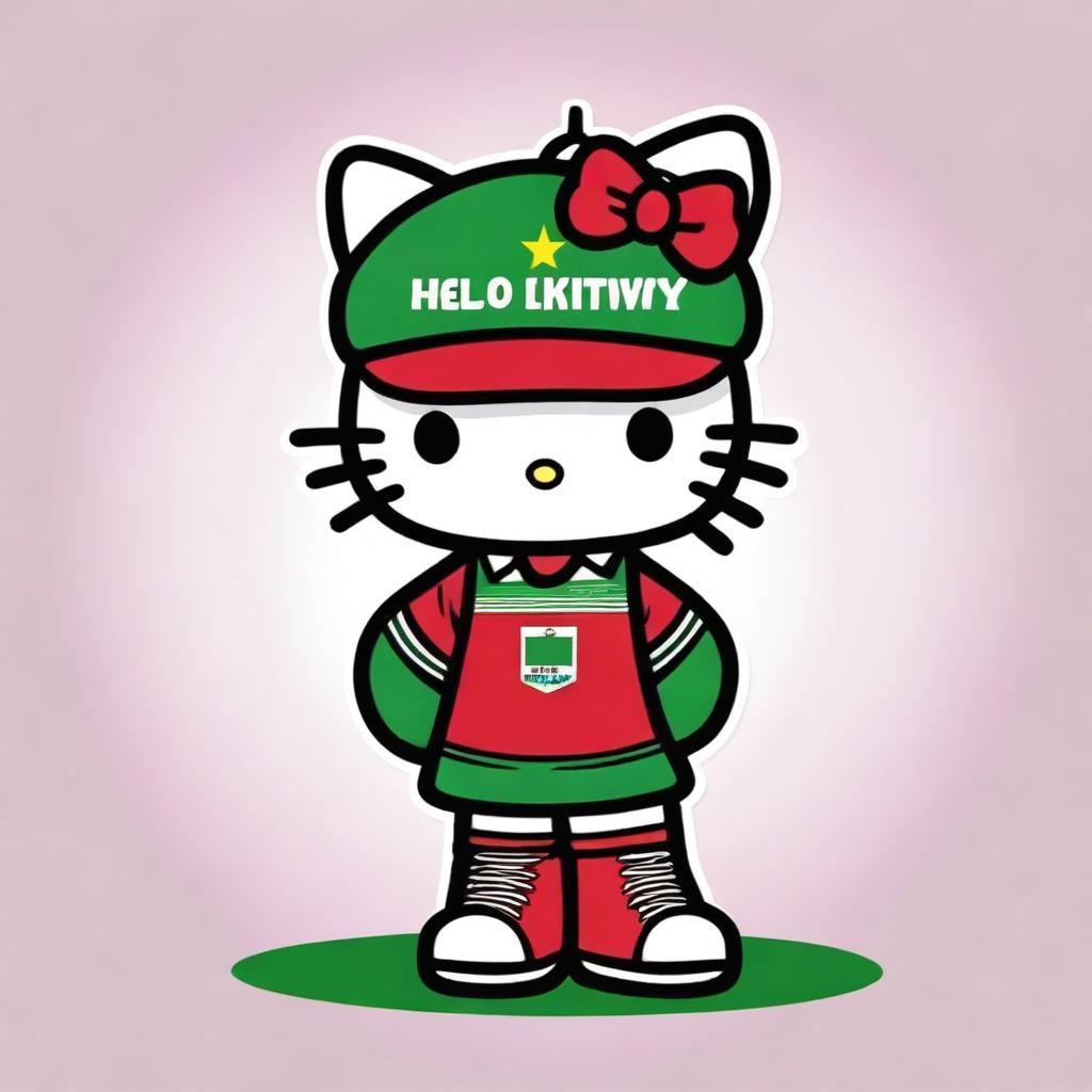 Create an image of Hello Kitty wearing the uniform of the Brazilian football team Fluminense