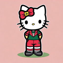 Create an image of Hello Kitty wearing the uniform of the Brazilian football team Fluminense