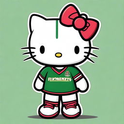 Create an image of Hello Kitty wearing the uniform of the Brazilian football team Fluminense