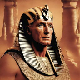 A detailed movie poster featuring Pharaoh Ramses II played by Charles Dance at the age of 70 in the top half