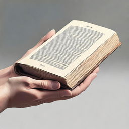 A realistic depiction of a hand holding a book