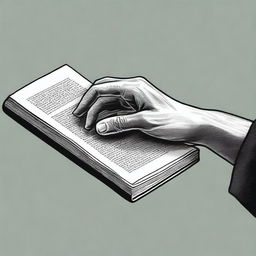 A realistic depiction of a hand holding a book