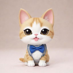 A adorable chibi-style cat wearing braces