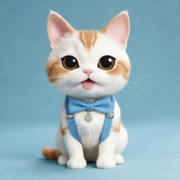 A adorable chibi-style cat wearing braces