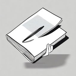 A black and white illustration of a hand holding a book