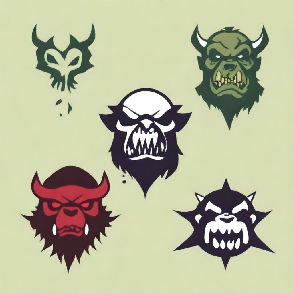 Create an emblem for a large clan of chaotic fat orcs for a Dungeons and Dragons 5e game