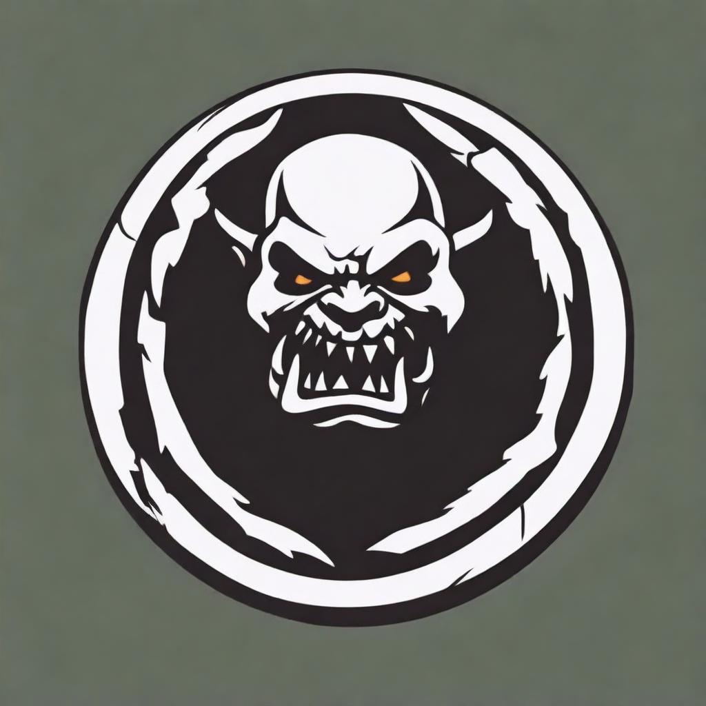 Create an emblem for a large clan of chaotic obese orcs for a Dungeons and Dragons 5e game