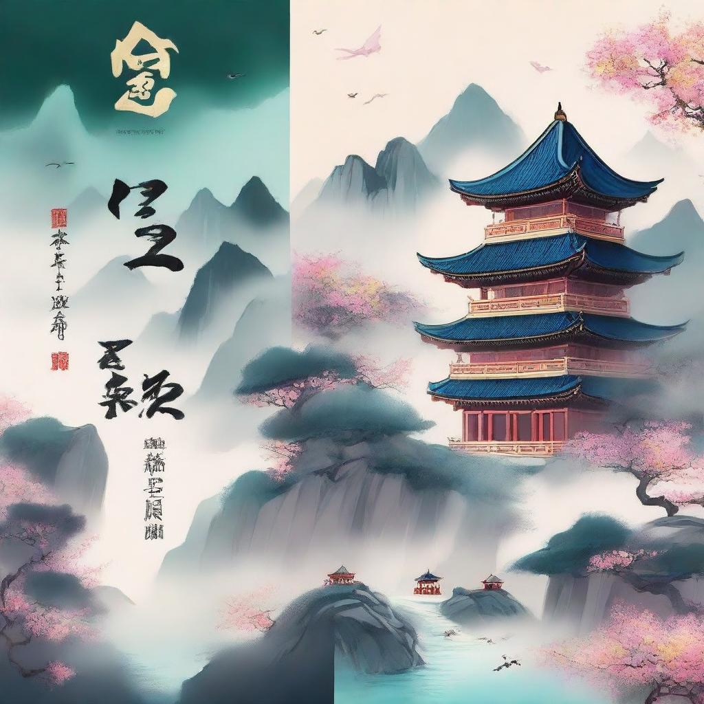 Create a cover for a Xianxia novel titled '羽衣常带烟霞色'