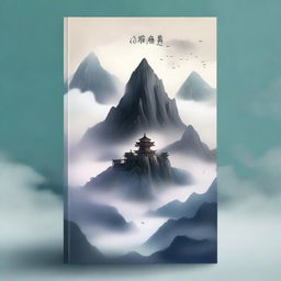 Create a cover for a Xianxia novel featuring a majestic mountain floating in the sky, surrounded by ethereal mist and clouds