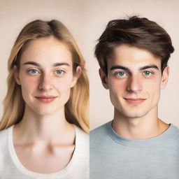 A split portrait of a woman and a guy in their 20s