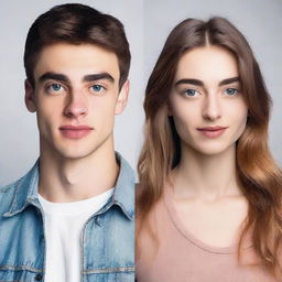 A split portrait of a woman and a guy in their 20s