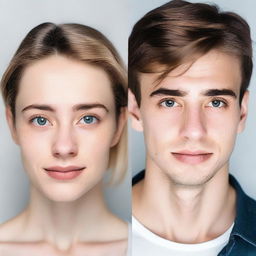 A split portrait of a woman and a guy in their 20s