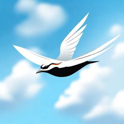 Create an image of a sleek and fast bird in mid-flight, representing the concept of 'swift'