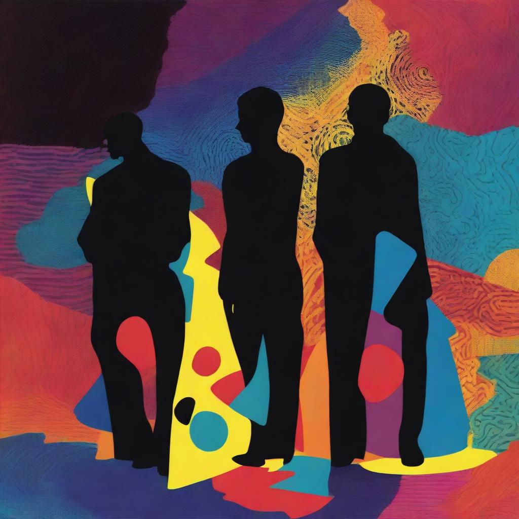 An album cover featuring three distinct silhouettes