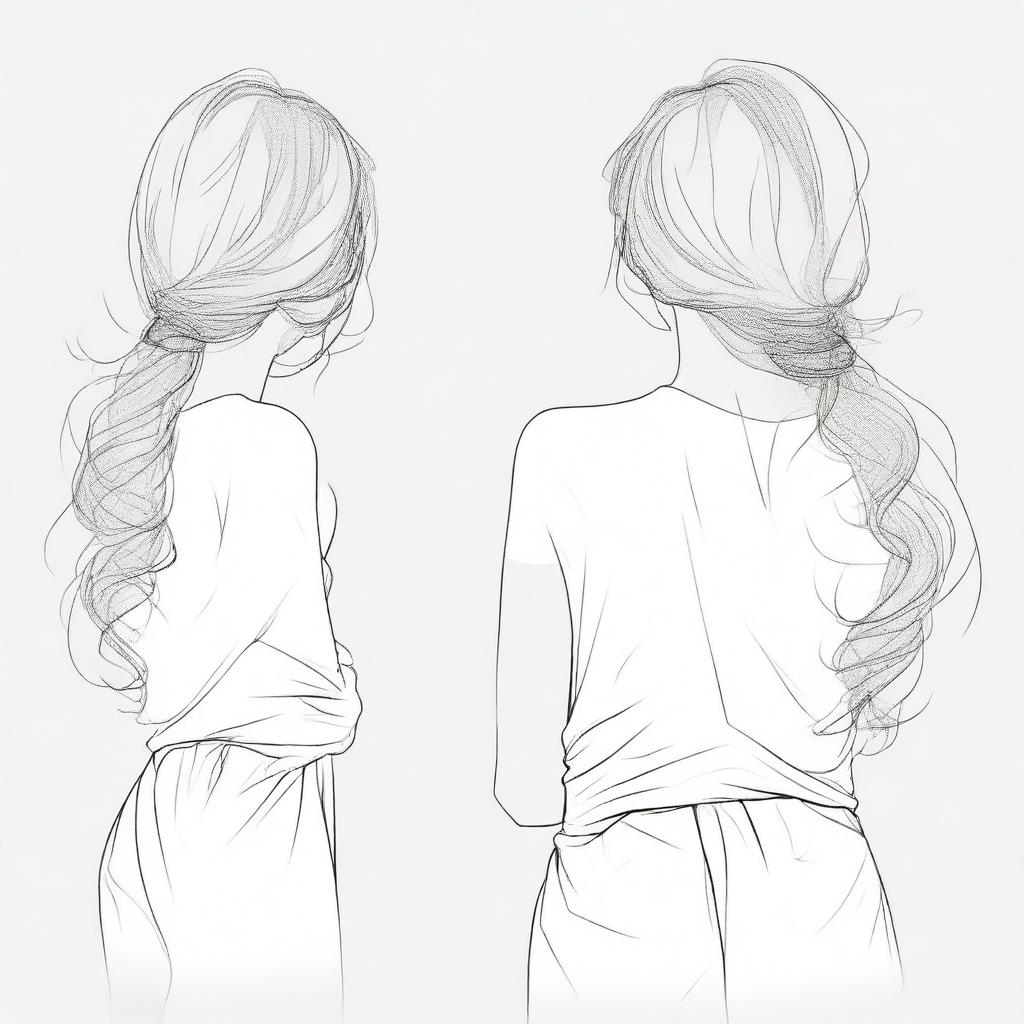 Create an image of a female character shown from behind