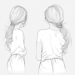 Create an image of a female character shown from behind