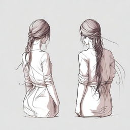 Create an image of a female character shown from behind