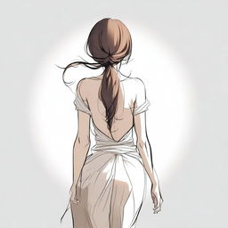 Create an image of a female character shown from behind