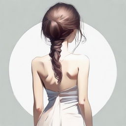 Create an image of a female character shown from behind