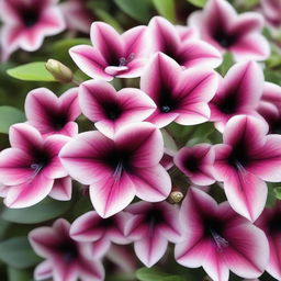 A plant with a beautiful array of colors including wine red, white, black, gray, brown, and pink