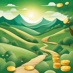 A scenic illustration depicting 'Der weg zum Reichtum' (The path to wealth)